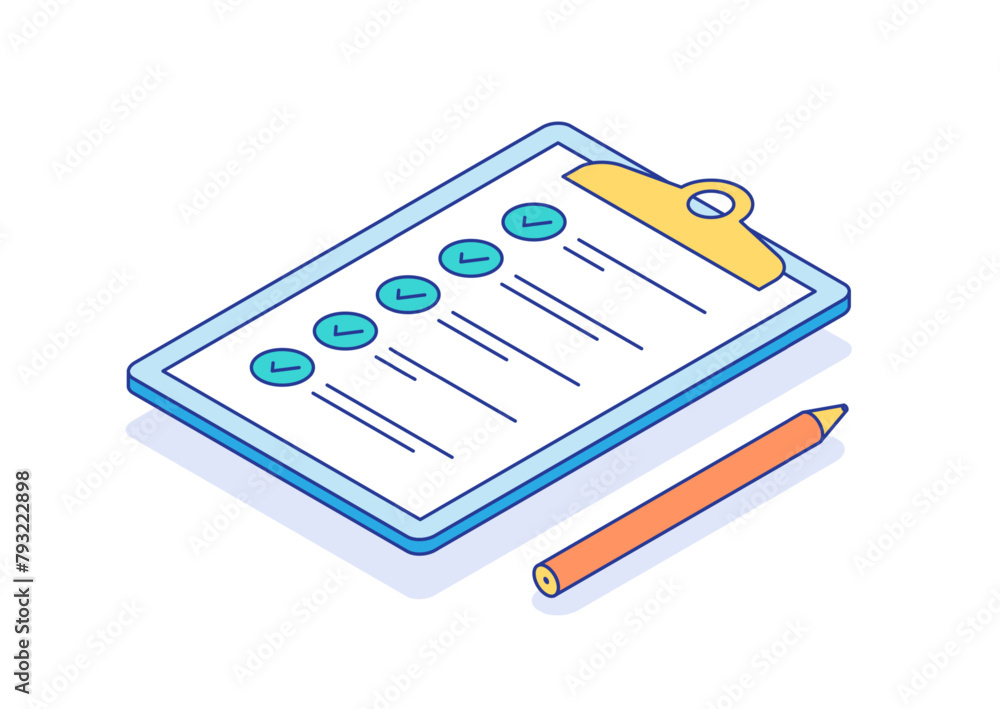 Poster checklist isometric top view isolated on white background icon vector isometric. flat style vector i