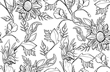 Flowers patterns. Seamless texture backdrop.