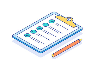 Checklist Isometric top view isolated on white background icon vector isometric. Flat style vector illustration.