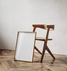 Mockup frame in minimalist nomadic interior background, 3d render - 793228837