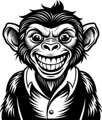 Obraz premium Chimpanzee Monkey Drawing, monkey, animals, logo, illustrator