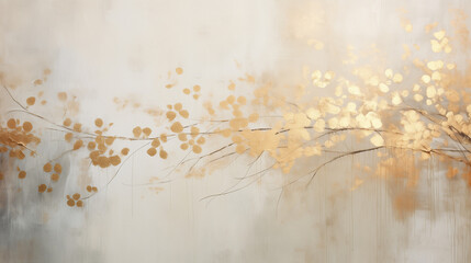 abstract botanical shapes, golden and cream, modern textured background, background minimalist modern graphic design 

