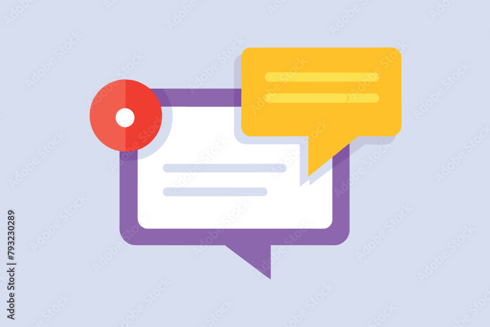 Poster flat icon of a speech bubble, representing communication or dialogue in a simple and clear design, m