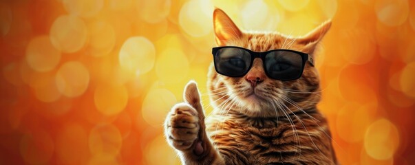 Cool cat with thumbs up gesture
