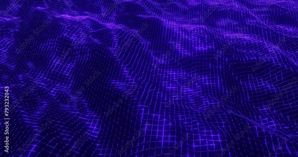 Poster abstract technology background neon curved pattern of grid 3d render
