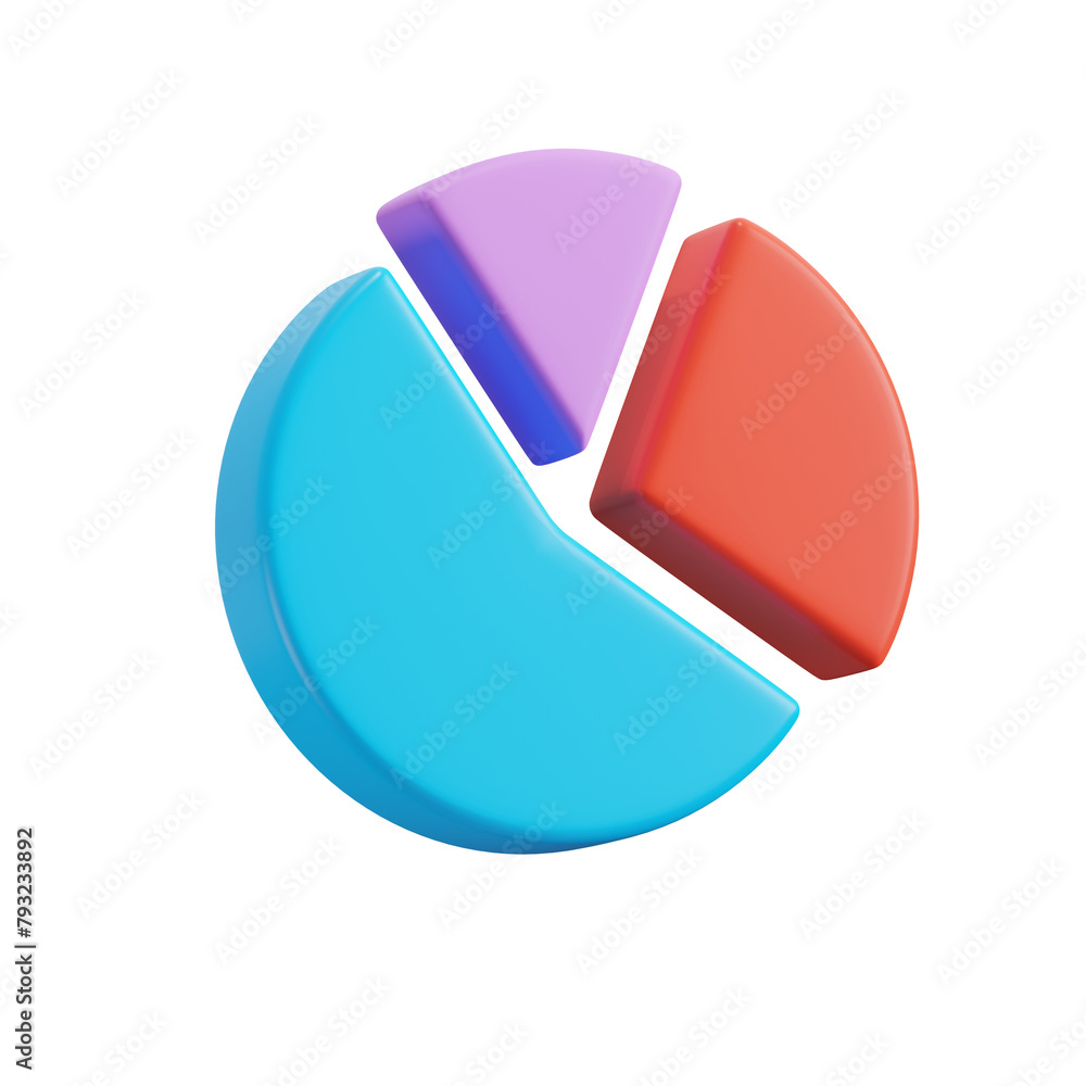 Poster pie chart, 3d icon. 3d object on a transparent background