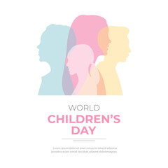 Children's Day banner.Children standing side by side with each other together. Vector illustration.