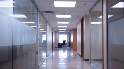 Modern Glass Hallway With Doors