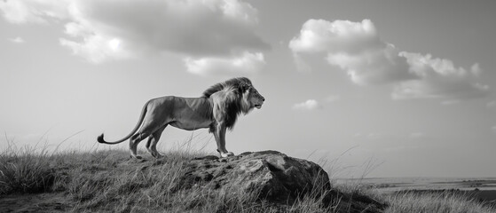 Majestic Lion Surveying the Savannah