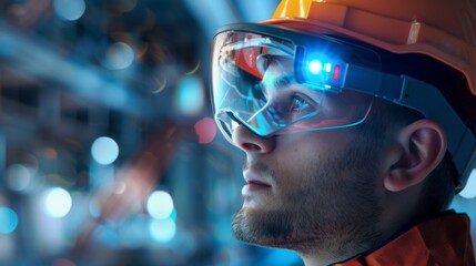 Man Wearing Safety Helmet and Goggles