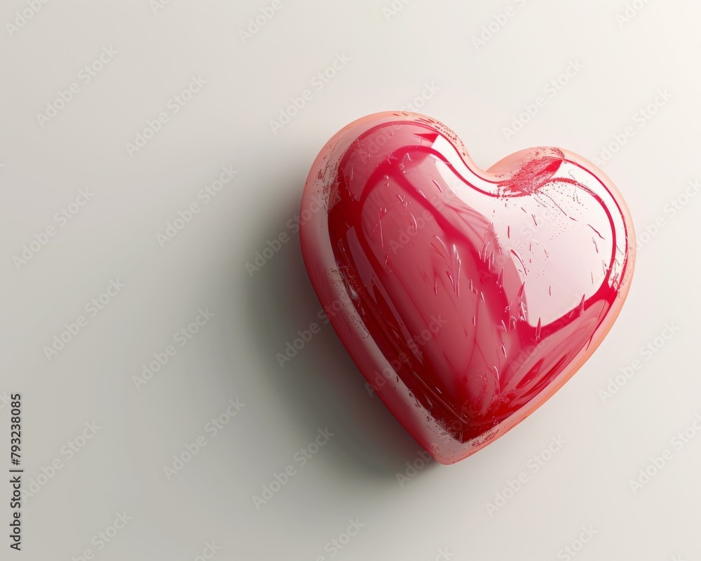 Aufkleber a red heart shaped object on a white surface. generative ai.