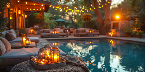 Sunset soiree in tropical outdoor setting