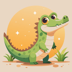 cute crocodile.Kidsi llustration.AI genereted