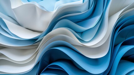 Blue and light white layered paper with intricate patterns
