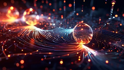 Obraz premium Concept of quantum imaging with abstract images of super resolution microscopy