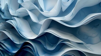 Twisting patterned blue and light white paper layers
