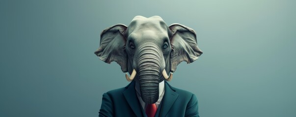 Surreal business elephant in suit portrait