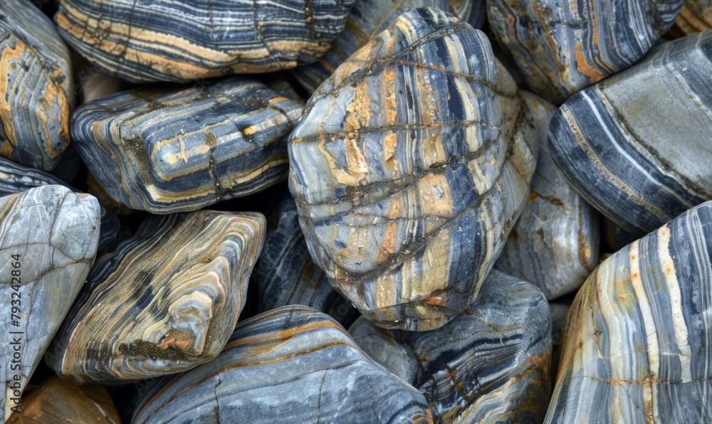 Poster a pile of rocks that are all different colors and sizes. generative ai.
