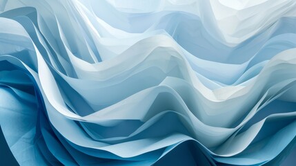 Obraz premium Layered paper featuring twisting blue and light white elements 