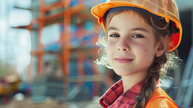 I excel at fixing things a budding engineer a cheerful youngster sporting a safety hard hat immersed in repairing tasks at a construction site A child architect worker in the making celebrat