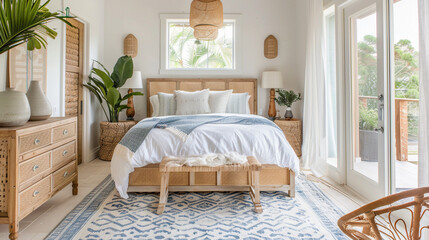 natural coastal interior bedroom soft natural color palette