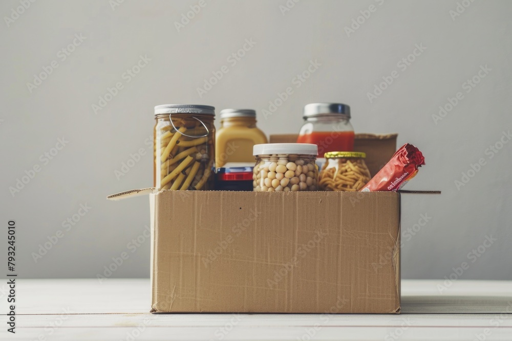 Poster a box filled with various food items, suitable for multiple uses