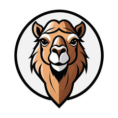 Camel head mascot. Vector illustration of a camels head mascot isolated on white background.