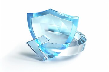 The Concept of Security: A Blue Glossy Shield Surrounded by Guarding Elements, Symbolizing Protection in the Digital Age, Generative AI