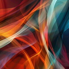 abstract ocean background with waves in red, yellow, blue, orange and yellow colours