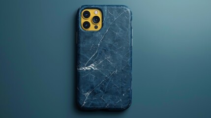 Blue Marble Iphone Case on Blue Background