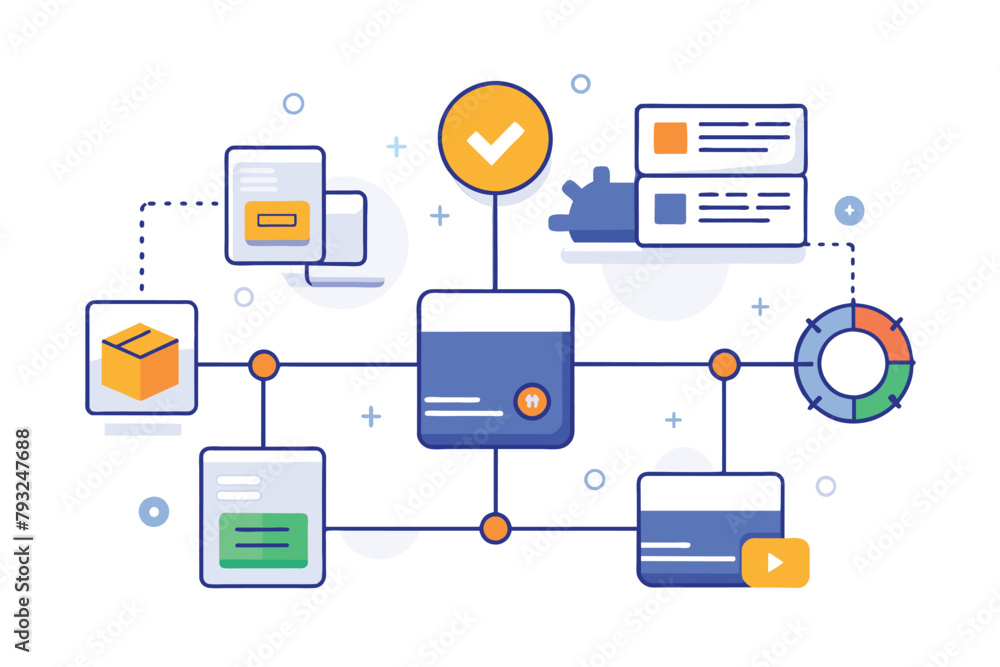 Aufkleber a diagram surrounded by various icons and symbols, illustrating different concepts and ideas in a si