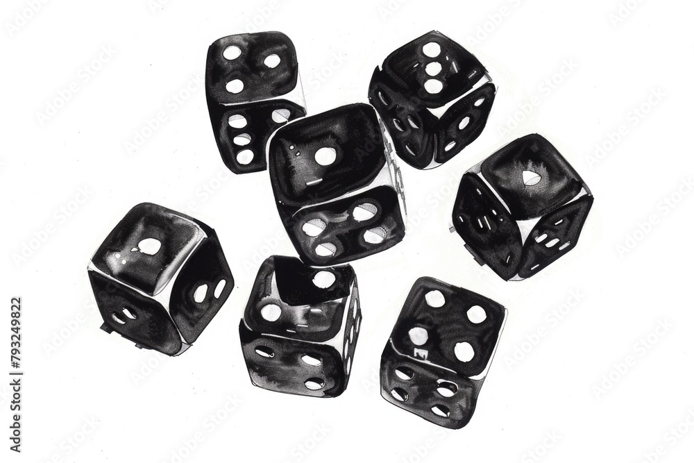 Poster black dice on a table, suitable for gambling concepts