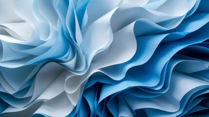 Twisting patterned layered blue and light white paper

