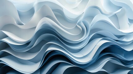 Blue and light white layered paper with twisting elements
