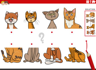 match halves activity with cartoon cats characters pictures