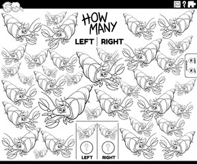 counting left and right pictures of cartoon hermit crab coloring page