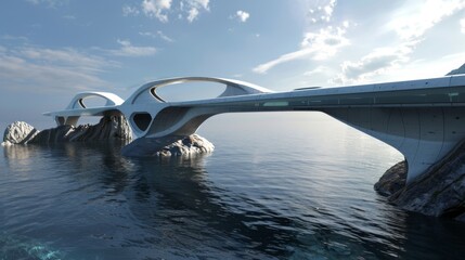 Futuristic Bridge Crossing Over Body of Water