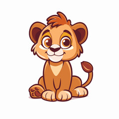Fototapeta premium Cute cartoon lion. Vector illustration isolated on a white background.