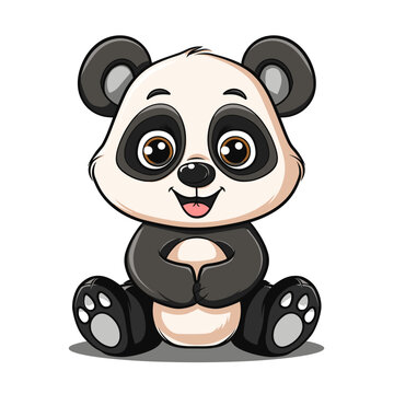 Cute panda cartoon isolated on a white background. Vector illustration