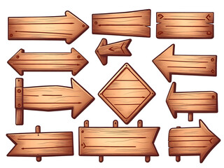 hand drawn wooden arrows signs with various shapes
