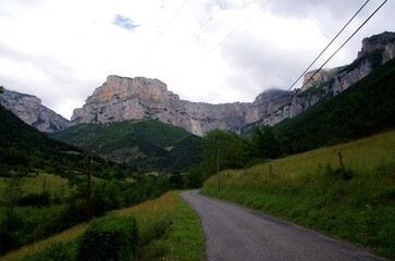 Country road in Vercors in the South East of France, in Europe