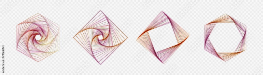 Poster logo square light effect, spiral perspective with rotation, fractal shape mystical portal, identity 