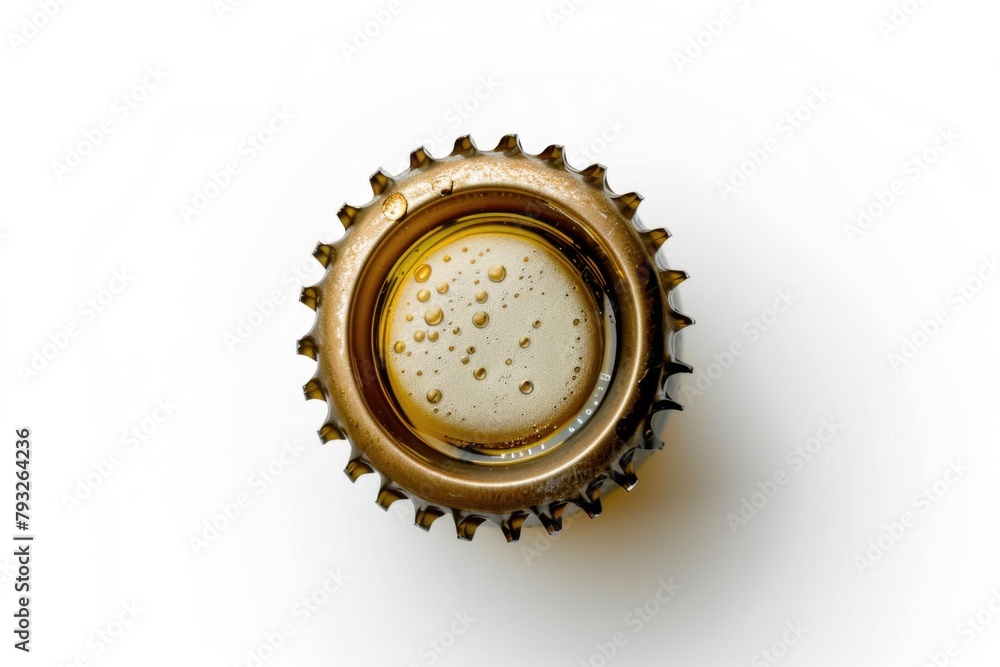 Poster a detailed view of a beer bottle on a table. suitable for beverage or pub related designs