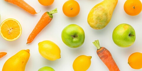 A Close-Up of Fresh Fruits and Carrots, Highlighting the Textures and Colors of Nutritious Eating, Generative AI