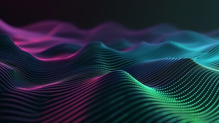 3d rendering of abstract digital wave with glowing particles in empty space. Futuristic background with flowing particles
