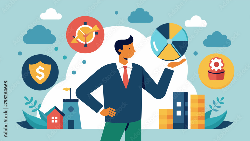 Poster a man studies different investment options that can provide a financial safety net in the event of a