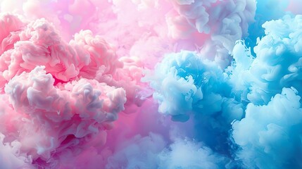 Acrylic colours and ink dye in water. Abstract paints. Mixing pink and blue smokes. Background and texture concept. Bright magic cloud, fog or smog. 