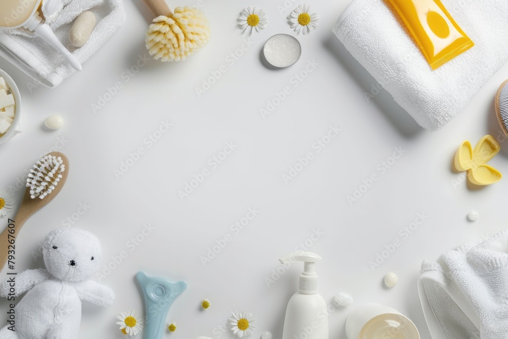 Poster A collection of various items neatly arranged on a white table. Suitable for a wide range of uses
