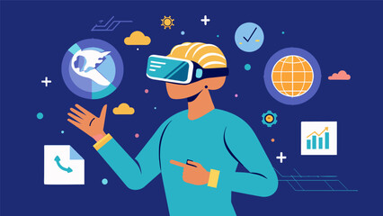 An individual recovering from a traumatic brain injury engaging in a virtual reality environment designed to replicate daily tasks and improve.