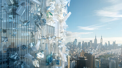 Futuristic Urban Skyscraper Plastic Recycling Facility Concept